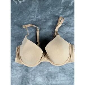 Auden Bra Womens 34C Beige The Everyday T-Shirt Underwire Smooth Padded Tan